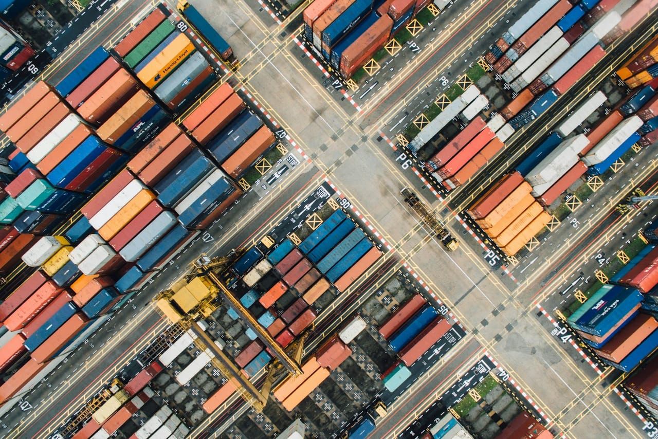 Logistics – aerial view of container port